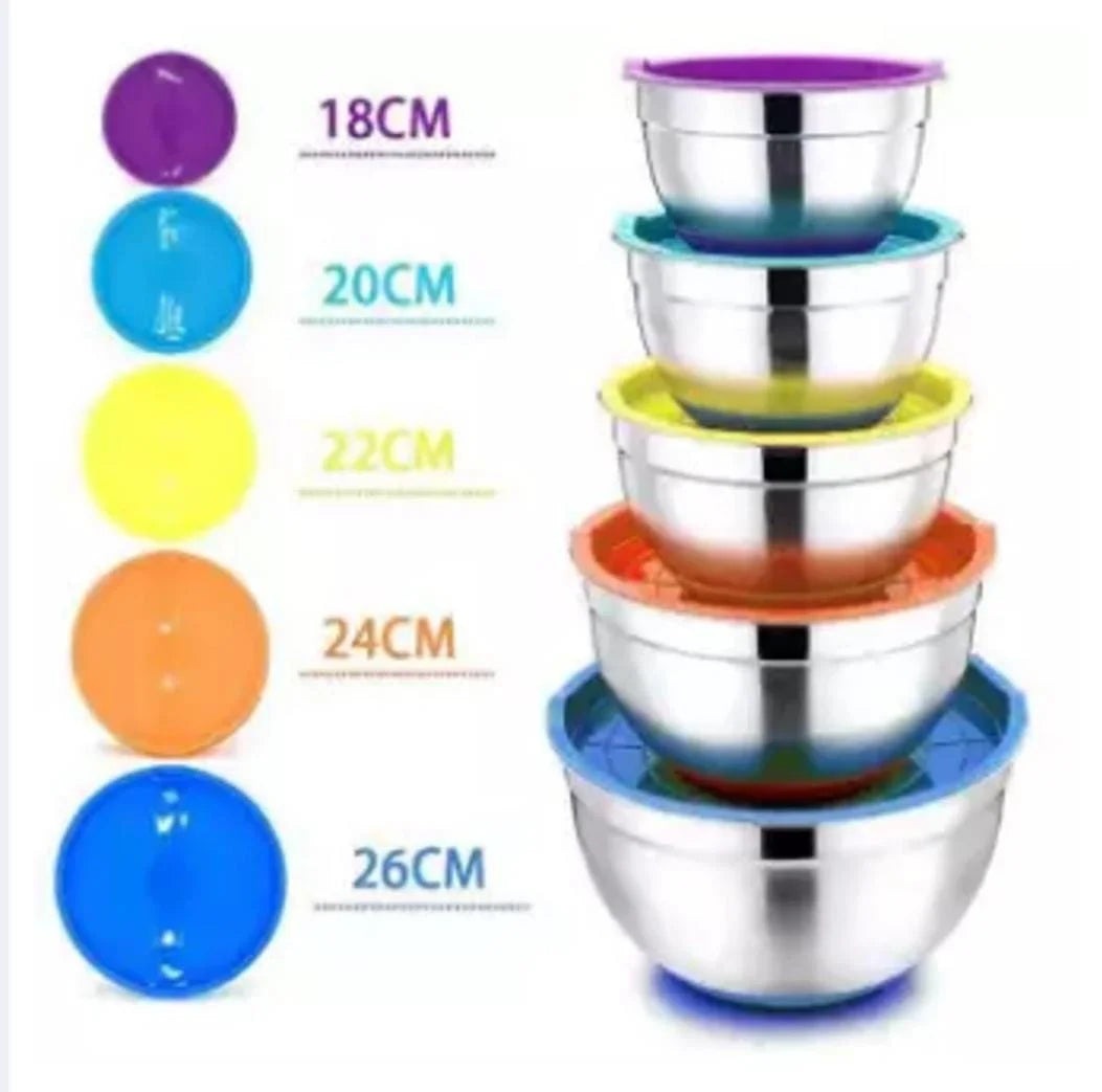 Stainless Steel Colourful 5pcs Bowl Set (Box Packing) Premium Quality