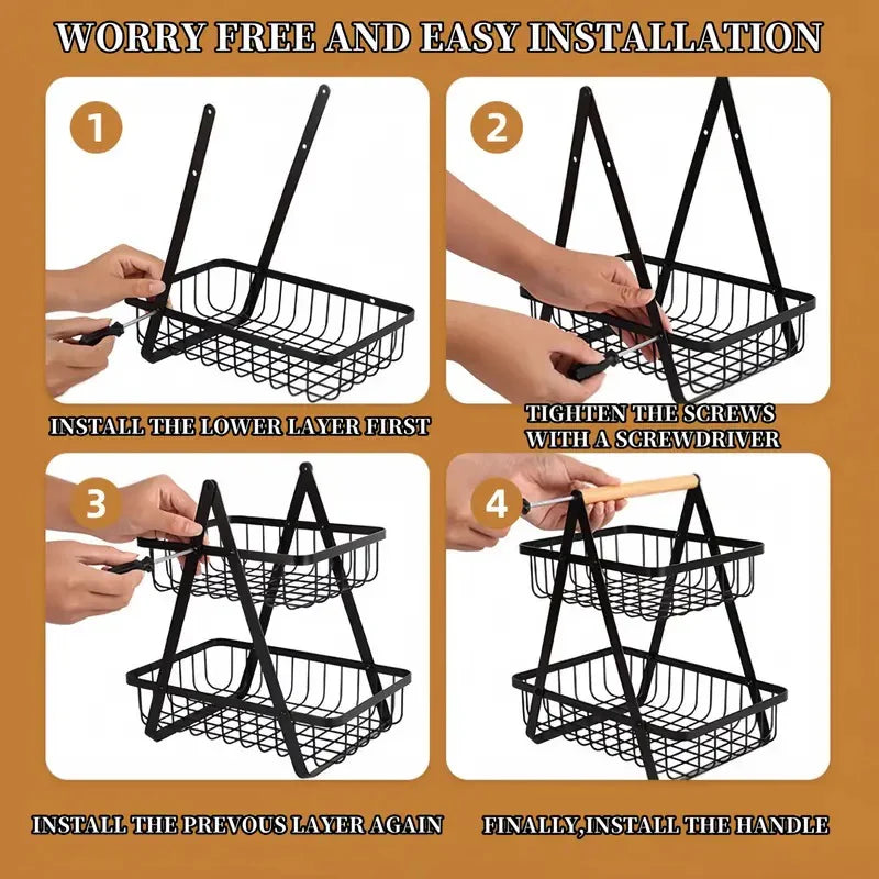 2 Tier Metalic Multi Purpose Storage Basket
