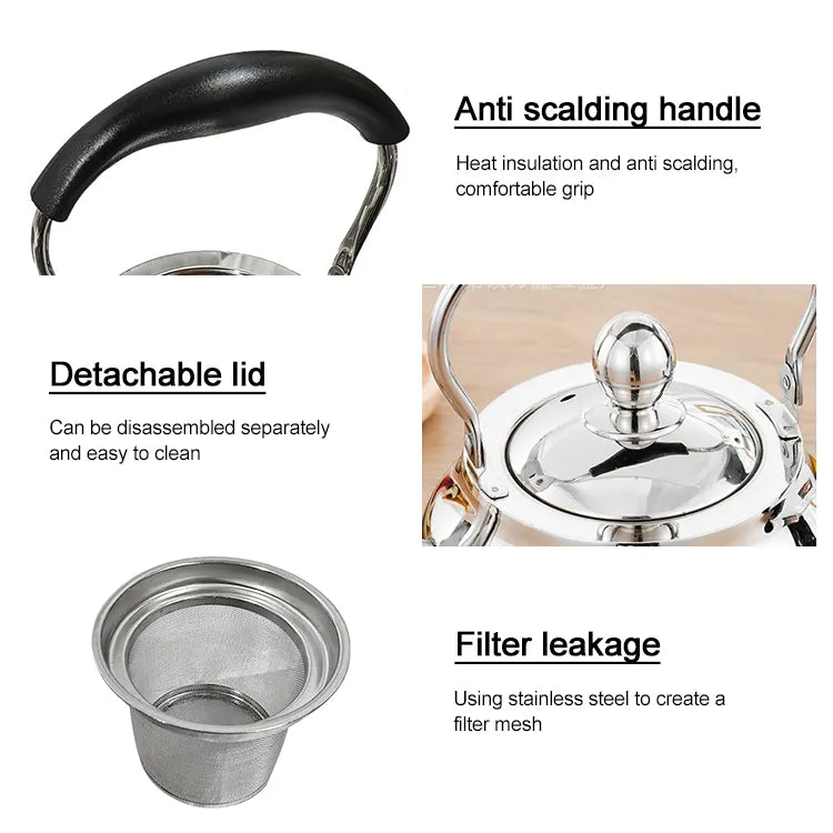 High Quality Stovetop Coffee & Tea Kettle Stainless Steel with Filter