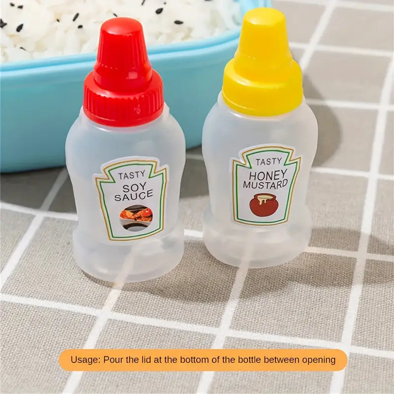 4pcs Mini Portable Sauce Bottles for Salad & Ketchup